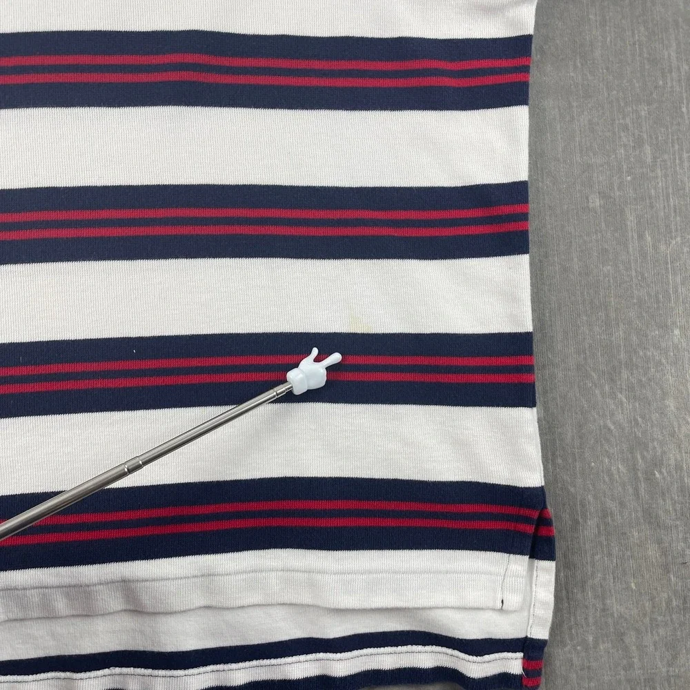 Polo Ralph Lauren Men L White Navy Red Striped Polo Shirt Embroidered Logo